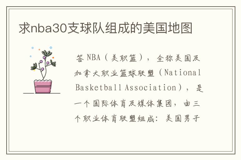 求nba30支球队组成的美国地图