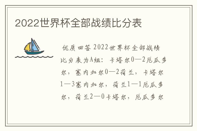 2022世界杯全部战绩比分表