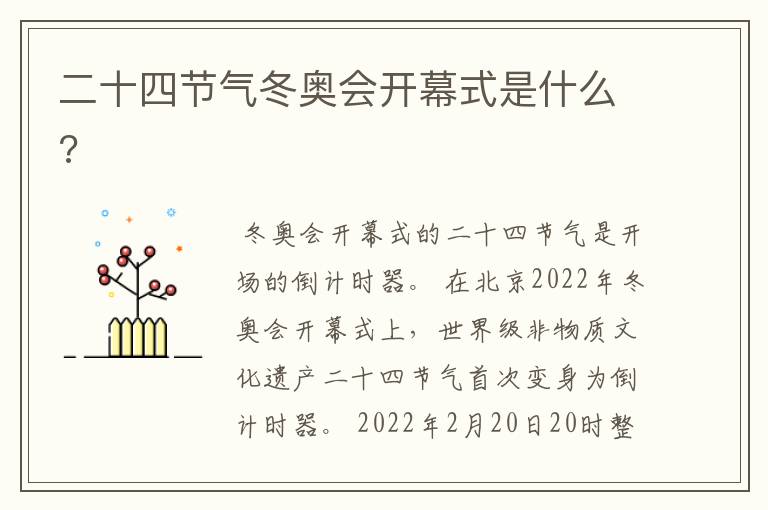 二十四节气冬奥会开幕式是什么?