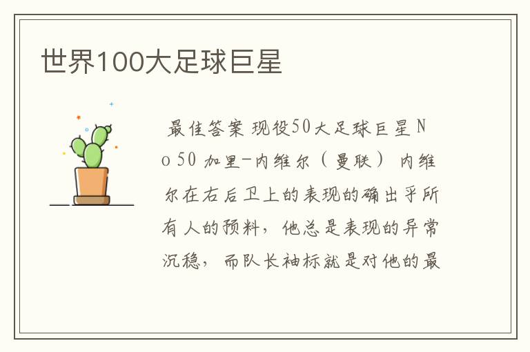 世界100大足球巨星