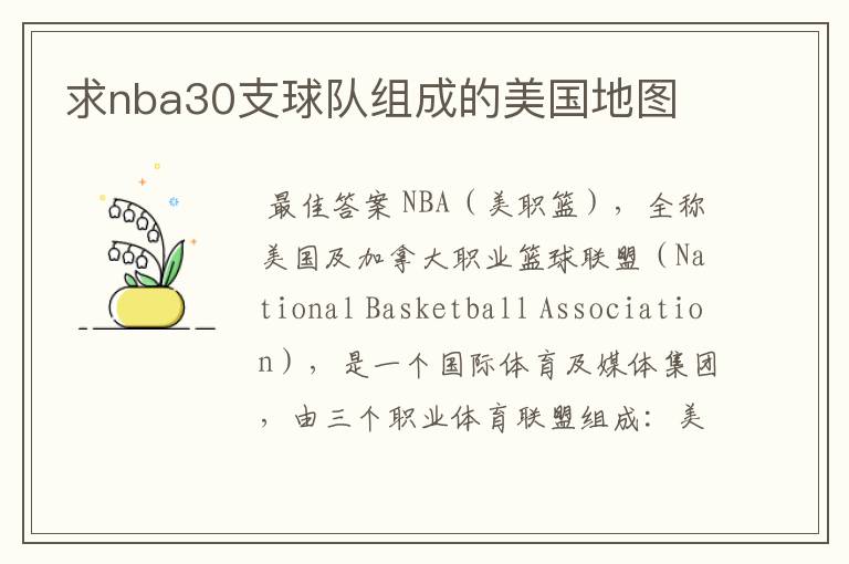 求nba30支球队组成的美国地图