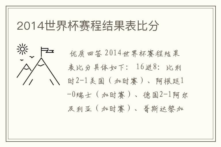 2014世界杯赛程结果表比分