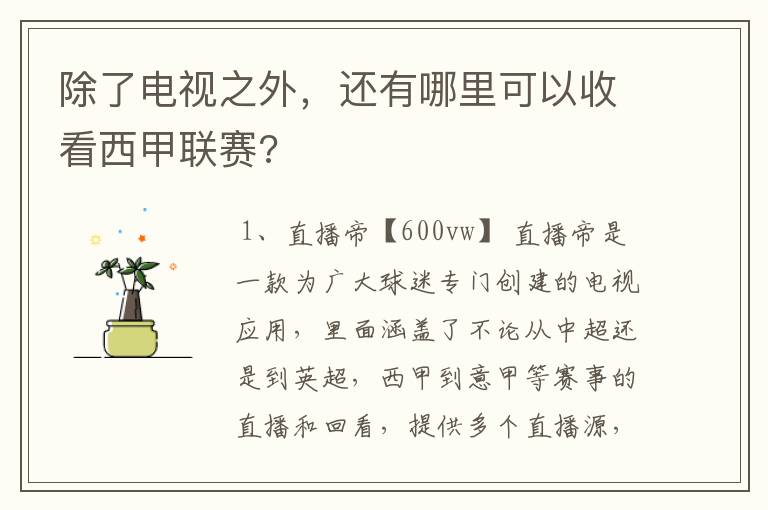 除了电视之外，还有哪里可以收看西甲联赛?