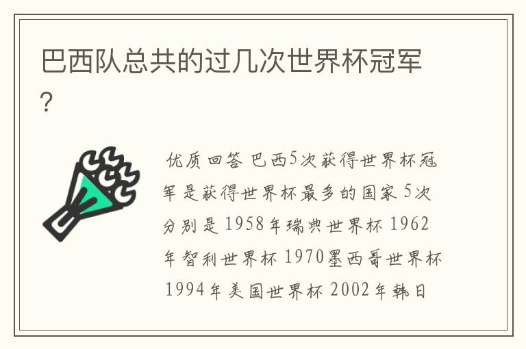 巴西队总共的过几次世界杯冠军？