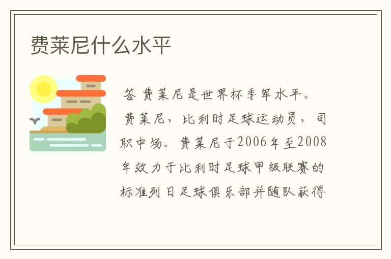 费莱尼什么水平