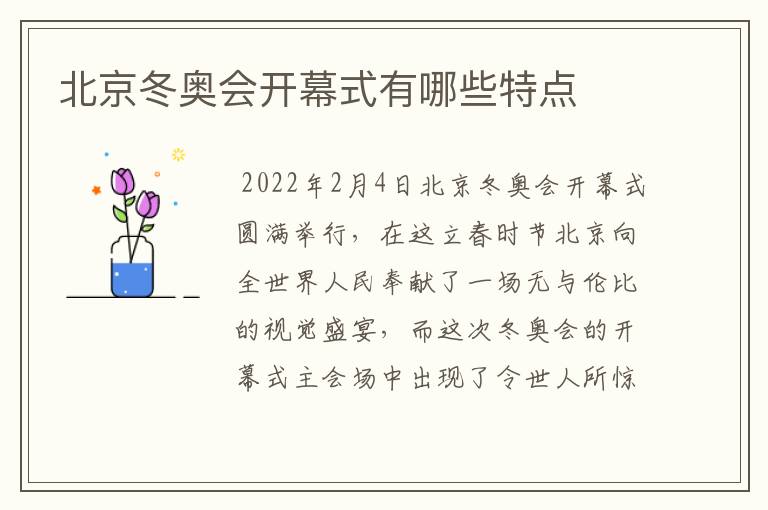 北京冬奥会开幕式有哪些特点