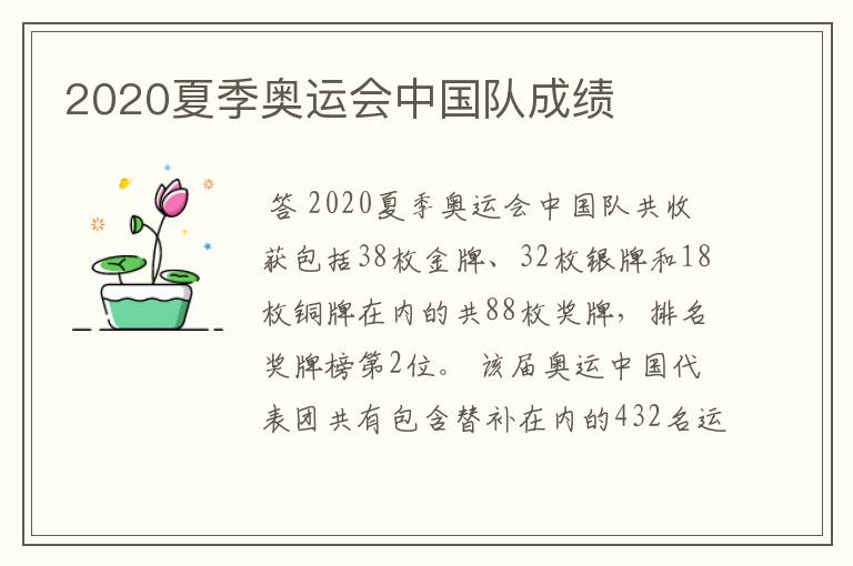 2020夏季奥运会中国队成绩