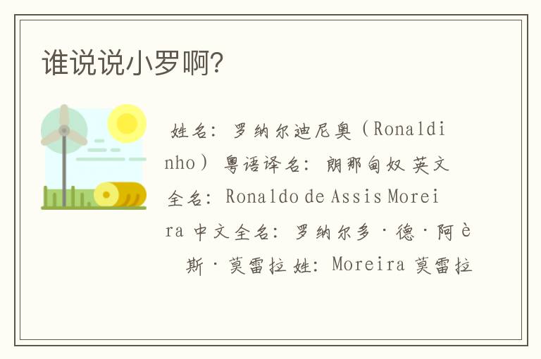 谁说说小罗啊?