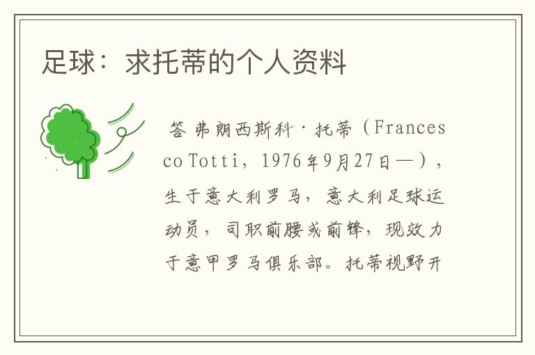 足球:求托蒂的个人资料