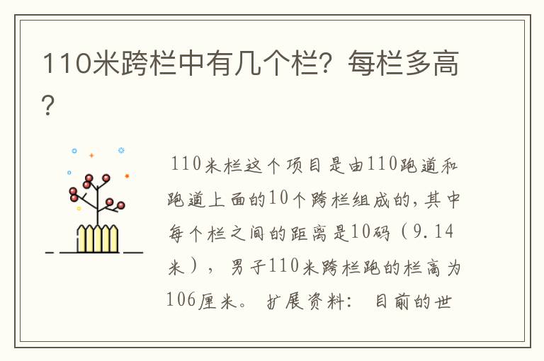 110米跨栏中有几个栏？每栏多高？