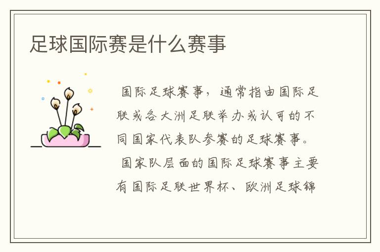 足球国际赛是什么赛事