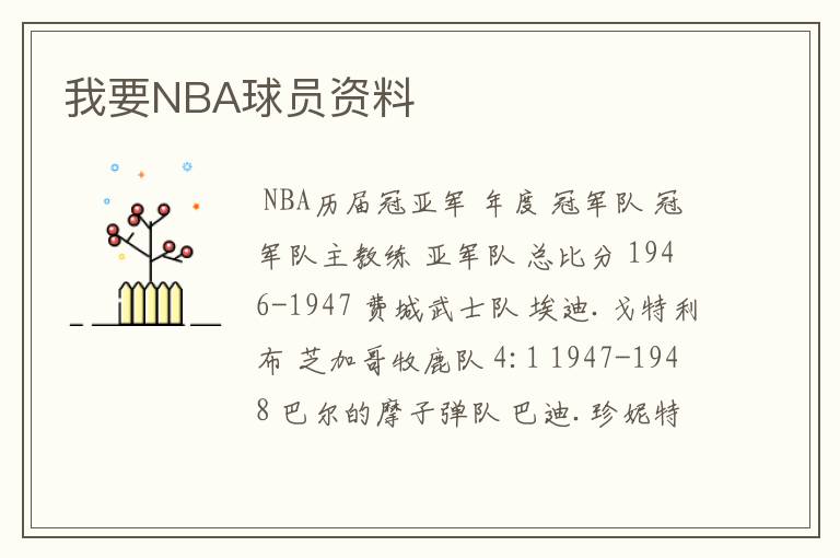 我要NBA球员资料