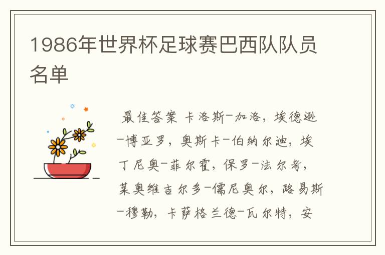 1986年世界杯足球赛巴西队队员名单