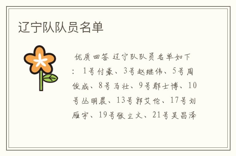辽宁队队员名单