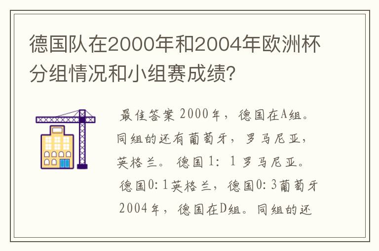 德国队在2000年和2004年欧洲杯分组情况和小组赛成绩?