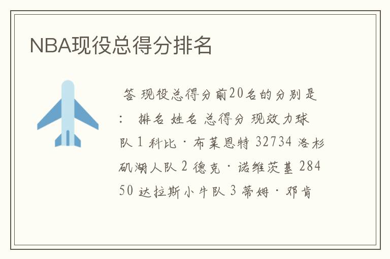 NBA现役总得分排名