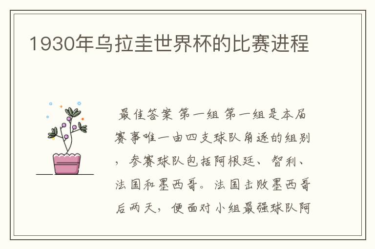 1930年乌拉圭世界杯的比赛进程