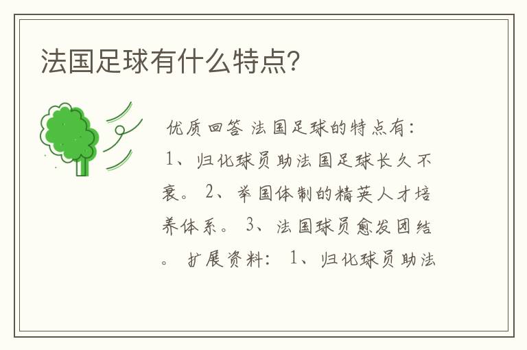 法国足球有什么特点?