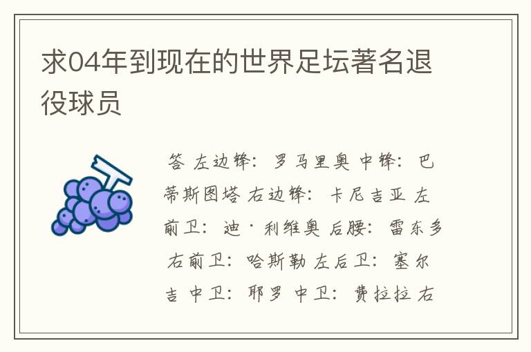 求04年到现在的世界足坛著名退役球员